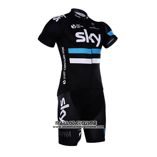 2016 Maillot Ciclismo Sky Blanc et Noir Manches Courtes et Cuissard